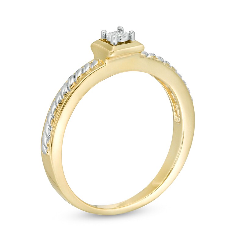 Diamond Accent Rope Ring in Sterling Silver and 14K Gold Plate