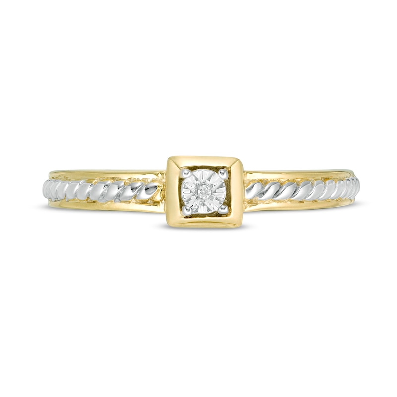 Main Image 4 of Diamond Accent Rope Ring in Sterling Silver and 14K Gold Plate
