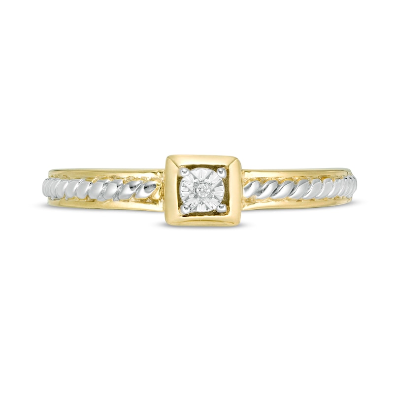 Diamond Accent Rope Ring in Sterling Silver and 14K Gold Plate