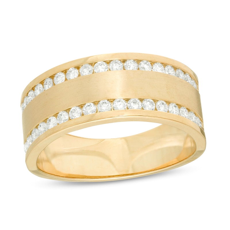 Main Image 1 of 1/2 CT. T.W. Diamond Satin Center Anniversary Band in 14K Gold