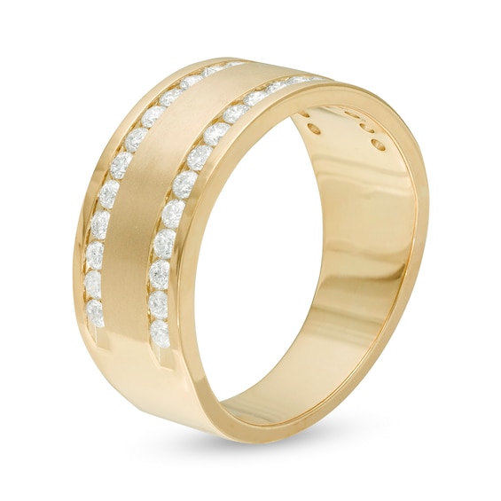 1/2 CT. T.W. Diamond Satin Center Anniversary Band in 14K Gold | Zales