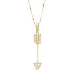 Diamond Accent Linear Arrow Pendant in 10K Gold