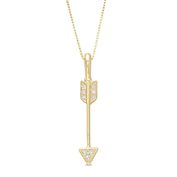 Diamond Accent Linear Arrow Pendant in 10K Gold