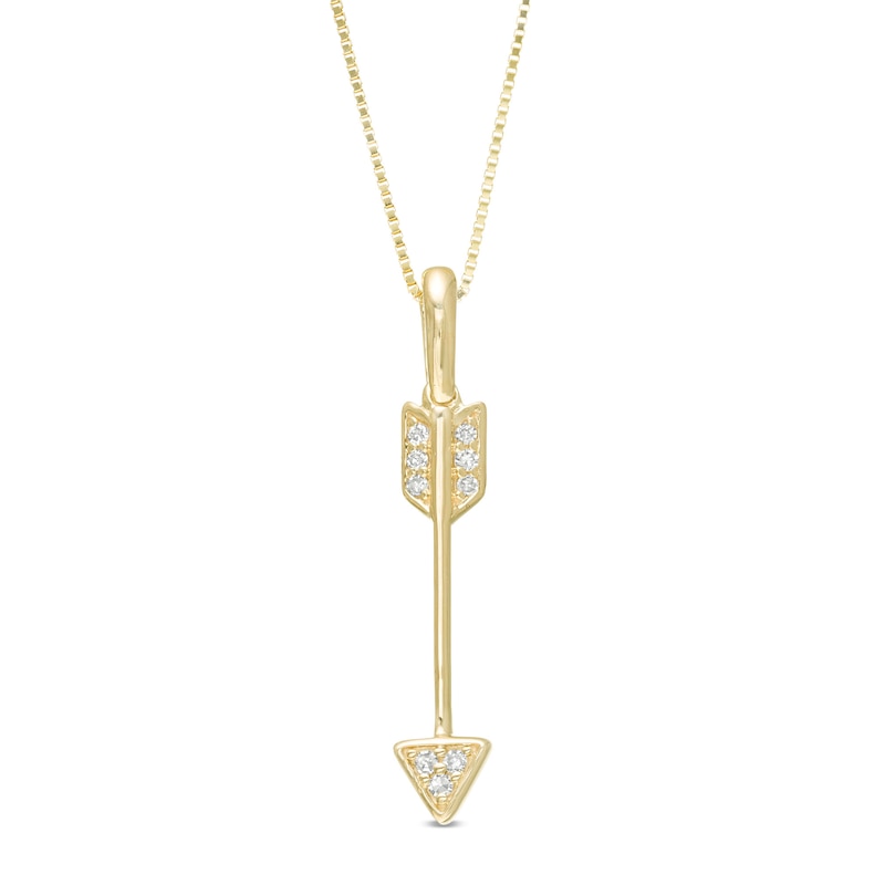 Main Image 1 of Diamond Accent Linear Arrow Pendant in 10K Gold