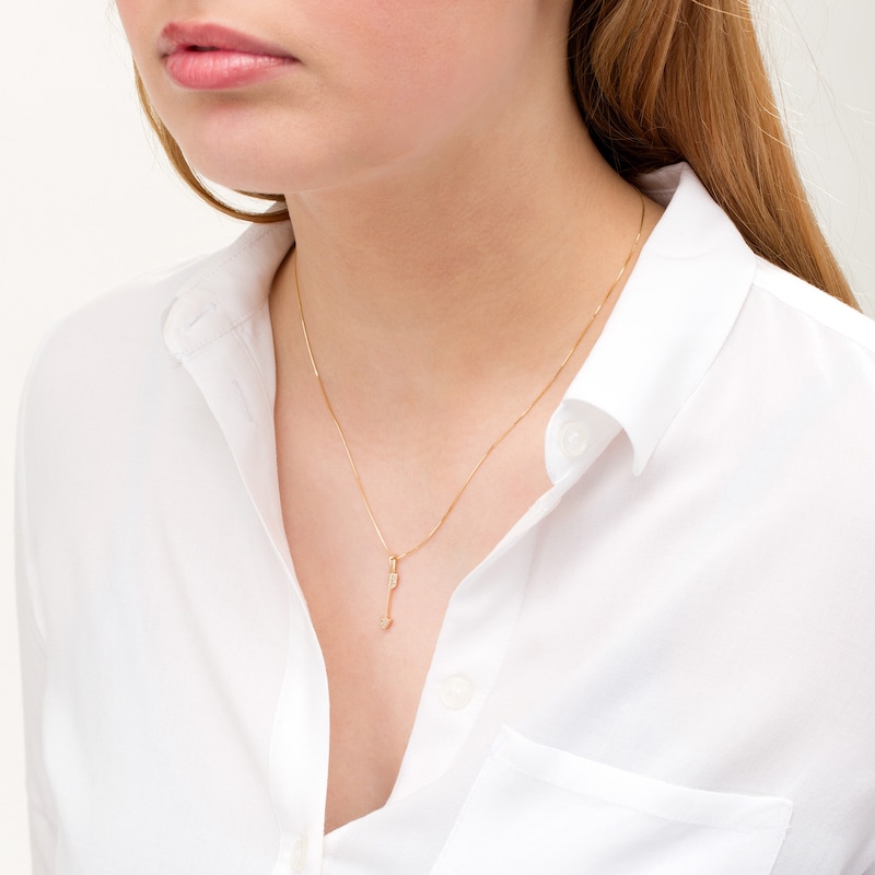 Main Image 2 of Diamond Accent Linear Arrow Pendant in 10K Gold