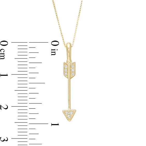 Diamond Accent Linear Arrow Pendant in 10K Gold