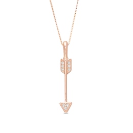 Diamond Accent Linear Arrow Pendant in 10K Rose Gold