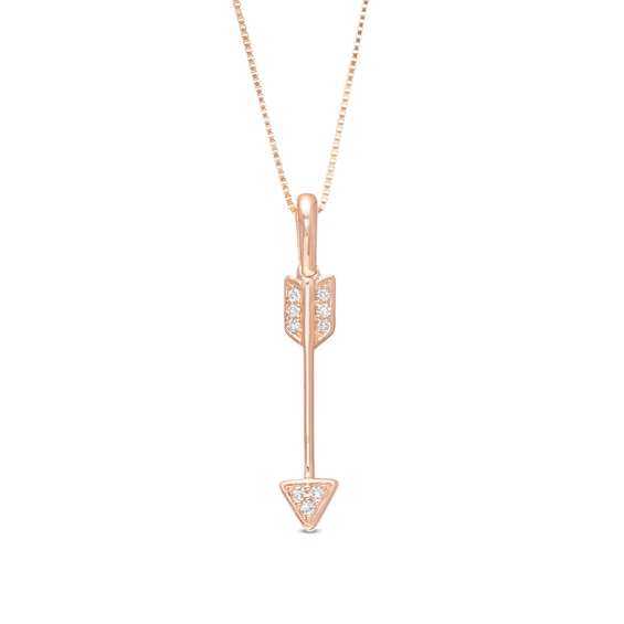 Diamond Accent Linear Arrow Pendant in 10K Rose Gold