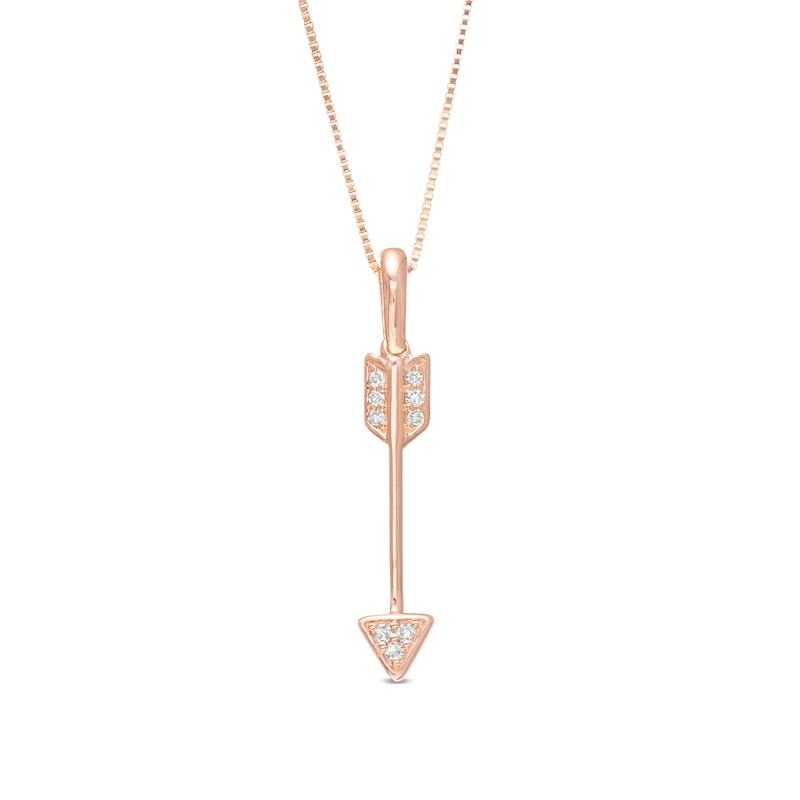 Main Image 1 of Diamond Accent Linear Arrow Pendant in 10K Rose Gold
