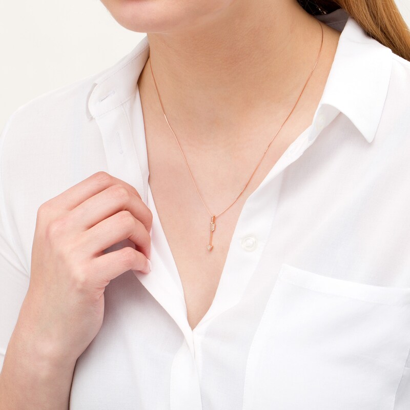 Main Image 2 of Diamond Accent Linear Arrow Pendant in 10K Rose Gold