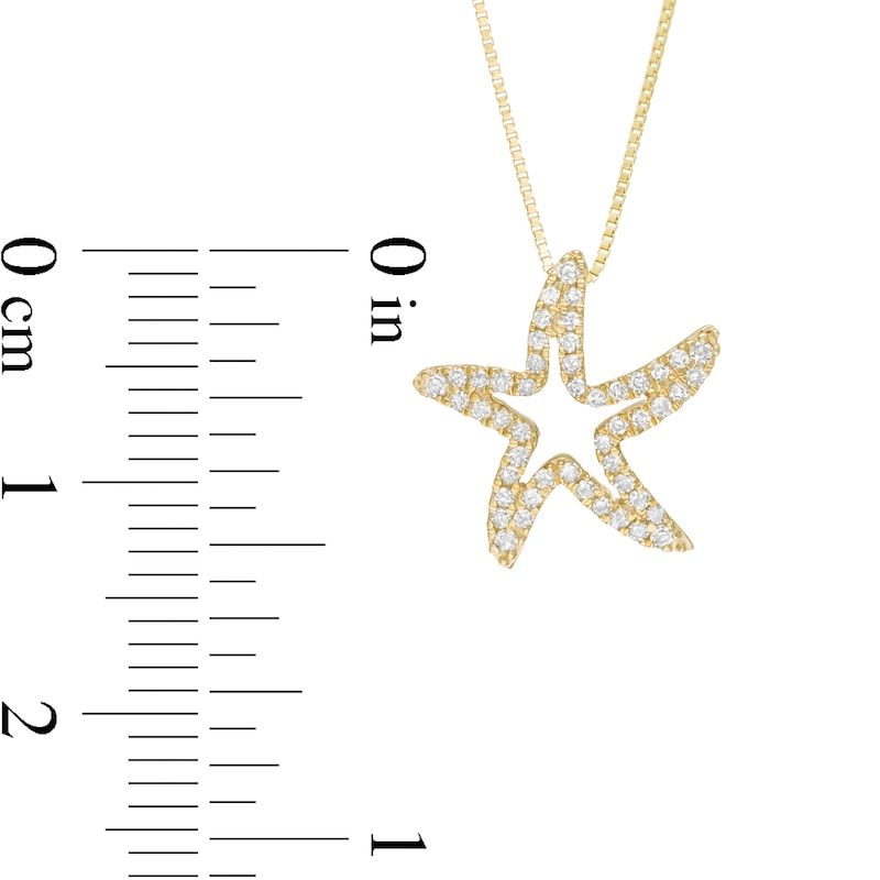 Main Image 3 of 1/6 CT. T.W. Diamond Starfish Outline Pendant in 10K Gold