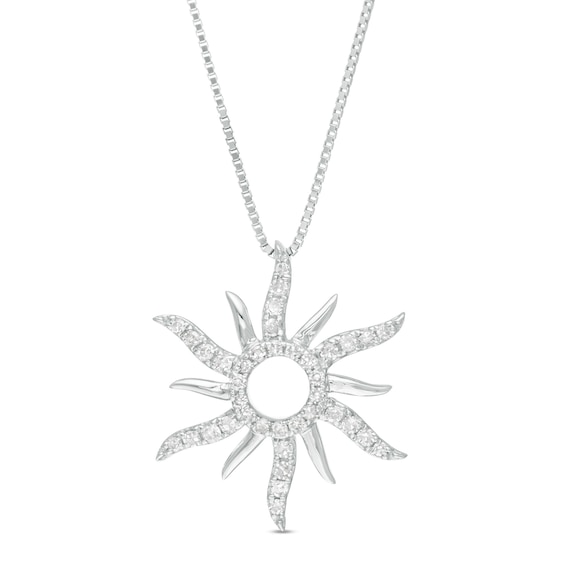 1/8 CT. T.w. Diamond Sun Pendant in 10K White Gold