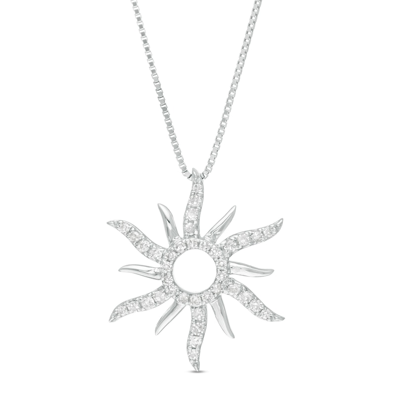 1/8 CT. T.W. Diamond Sun Pendant in 10K White Gold