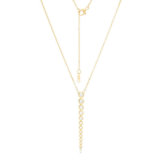 1/2 CT. T.w. Diamond Bezel-Set Graduated Drop Necklace in 10K Gold