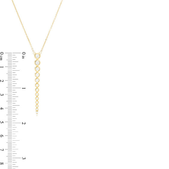 1/2 CT. T.w. Diamond Bezel-Set Graduated Drop Necklace in 10K Gold