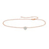 Thumbnail Image 0 of 1/20 CT. T.W. Diamond Heart Dangle Anklet in 10K Rose Gold - 10"