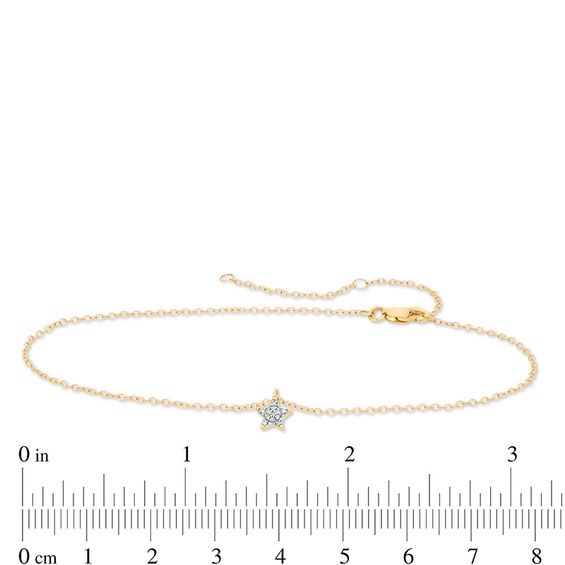Diamond Accent Star Dangle Anklet in 10K Gold - 10"