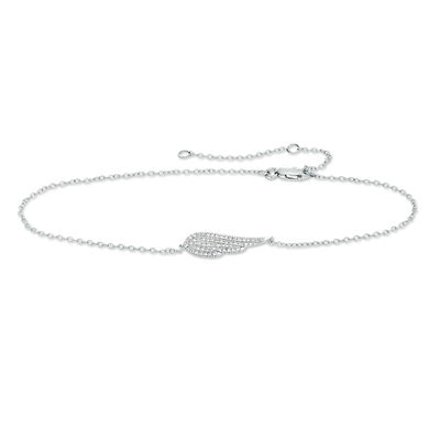 Diamond Sideways Angel Wing Anklet 