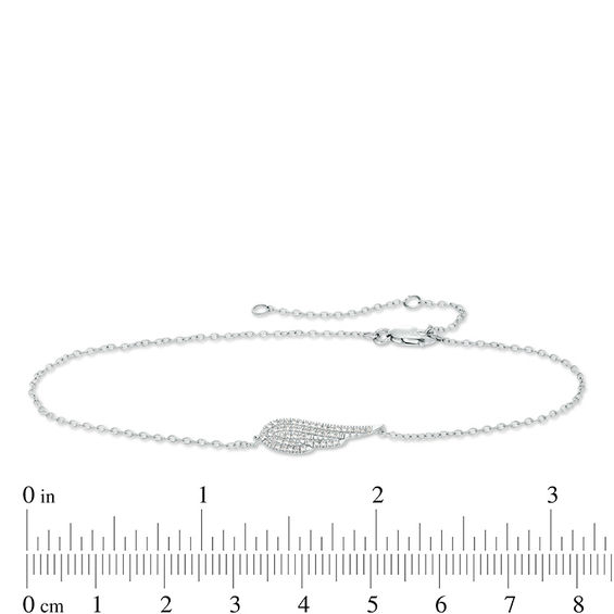 1/10 CT. T.w. Diamond Sideways Angel Wing Anklet in 10K White Gold - 10"