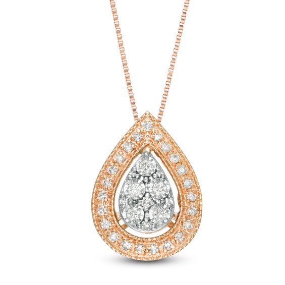 1/6 CT. T.W. Diamond Vintage-Style Teardrop Pendant in 10K Two-Tone Gold 1/6 CT. T.W. Diamond Vintage-Style Teardrop Pendant in 10K Two-Tone Gold