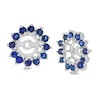 Thumbnail Image 0 of Blue Sapphire Flower Frame Stud Earring Jackets in 14K White Gold