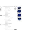 Thumbnail Image 3 of Sideways Oval Blue Sapphire and 1/4 CT. T.W. Diamond Duo Alternating Four Stone Hoop Earrings in 14K White Gold
