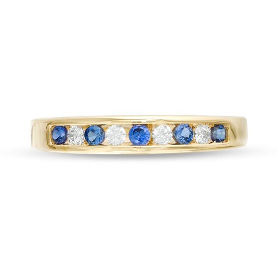 Blue Sapphire and 1/8 CT. T.w. Diamond Channel-Set Alternating Band in 14K Gold