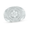 Thumbnail Image 1 of 1 CT. T.W. Composite Diamond Double Octagon Frame Bevelled Shank Ring in 10K White Gold