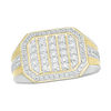 Thumbnail Image 0 of Men's 1 CT. T.W. Diamond Vertical Multi-Row Octagon Frame Inlay Shank Ring in 10K Two-Tone Gold