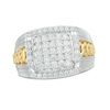 Thumbnail Image 1 of 1-1/2 CT. T.W. Composite Diamond Cushion Frame Chain Link Shank Ring in 10K Two-Tone Gold