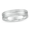 Thumbnail Image 1 of 5.0mm Multi-Finish Center Groove Comfort-Fit Wedding Band in 10K White Gold - Size 10