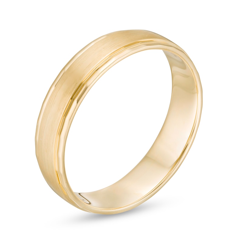 Main Image 3 of 5.0mm Multi-Finish Center Stripe Comfort-Fit Wedding Band in 10K Gold - Size 10