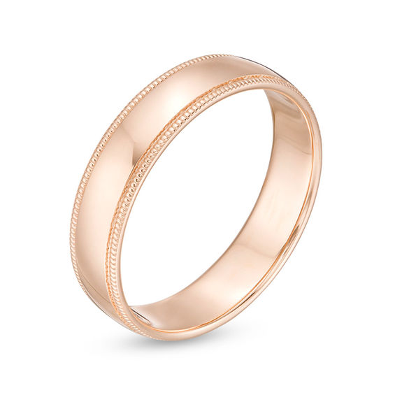5.0mm Milgrain Comfort-Fit Wedding Band in 10K Rose Gold - Size 10
