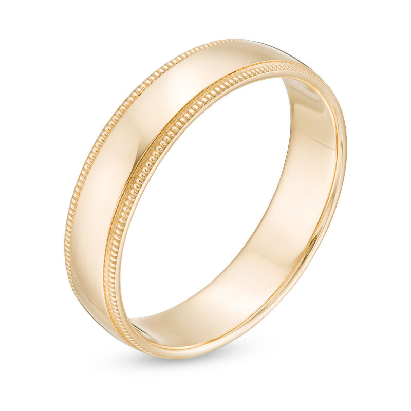 Men's 5.0mm Milgrain Comfort-Fit Wedding Band in 10K Gold - Size 10