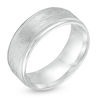 Thumbnail Image 3 of 8.0mm Multi-Finish Center Stripe Beveled Edge Comfort-Fit Wedding Band in 10K White Gold - Size 10