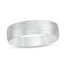 Thumbnail Image 1 of Men's 6.0mm Textured Double Groove Comfort-Fit Wedding Band in 10K White Gold