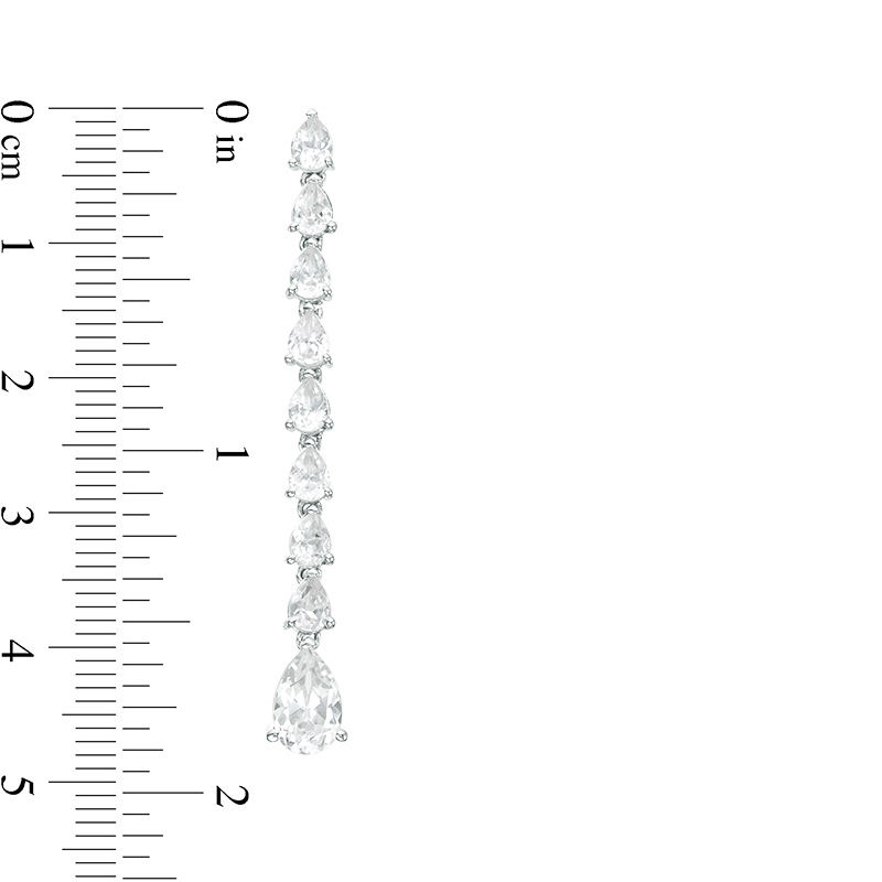 Pear-Shaped Lab-Created White Sapphire Line Drop Earrings in Sterling Silver