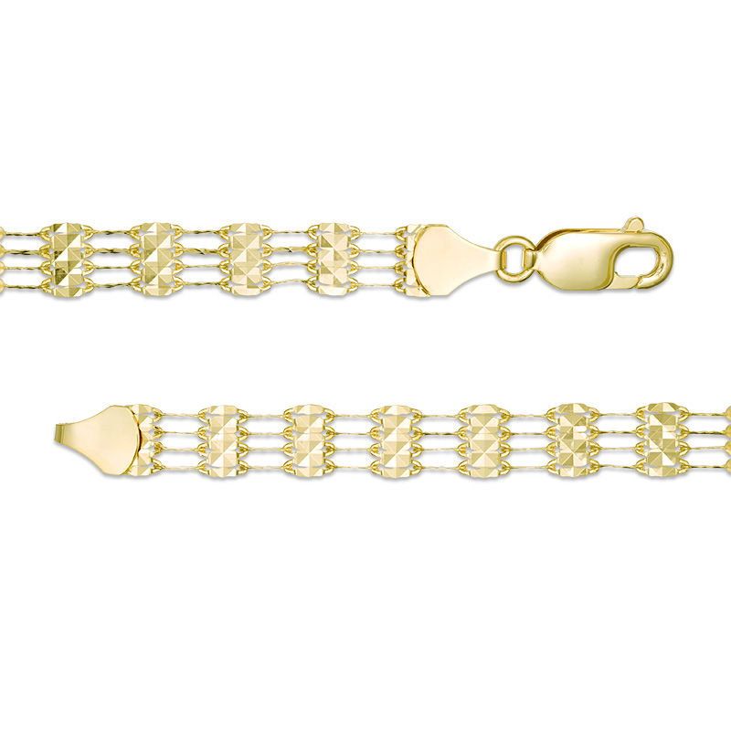 Main Image 3 of 6.0mm Diamond-Cut Multi-Row Lumachina Link Chain Bar Station Bracelet in 10K Gold - 7.75"