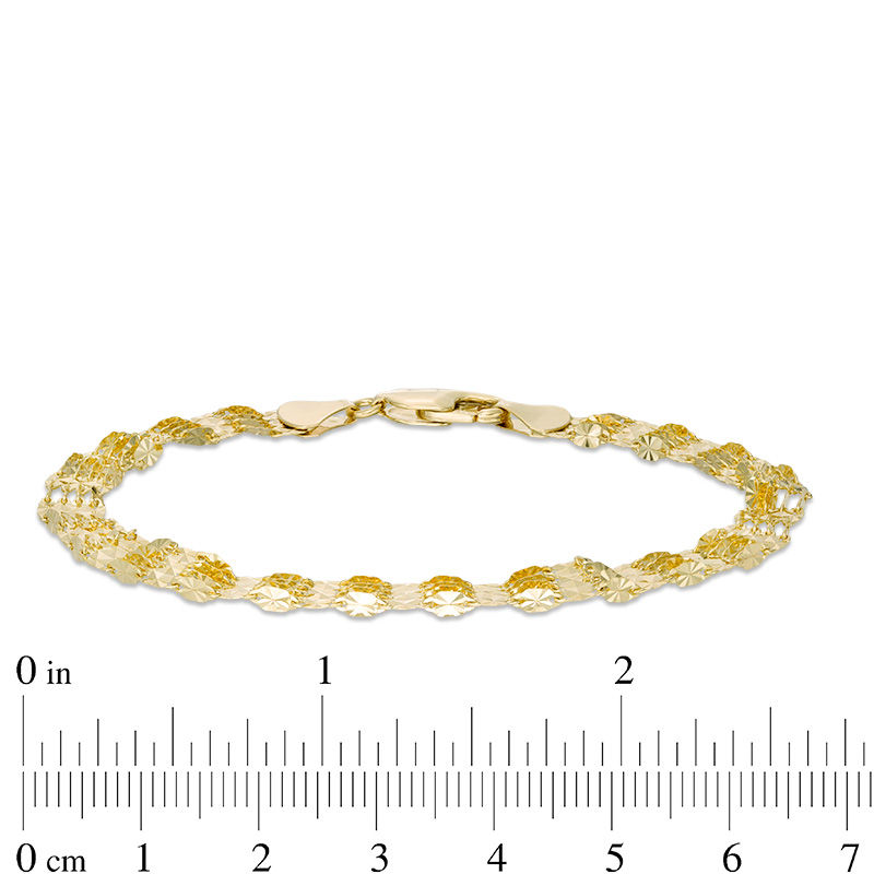 Main Image 4 of 6.0mm Diamond-Cut Multi-Row Lumachina Link Chain Bar Station Bracelet in 10K Gold - 7.75"