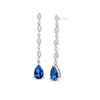 Thumbnail Image 0 of Pear-Shaped Lab-Created Blue and White Sapphire Marquise Frame Line Drop Earrings in Sterling Silver