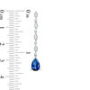 Thumbnail Image 2 of Pear-Shaped Lab-Created Blue and White Sapphire Marquise Frame Line Drop Earrings in Sterling Silver