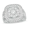 Thumbnail Image 1 of 2 CT. T.W. Multi-Diamond Triple Cushion Frame Split Shank Vintage-Style Ring in 10K White Gold