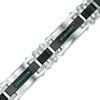 Thumbnail Image 1 of Men's 1/4 CT. T.W. Enhanced Blue Diamond Center Stripe Rectangle Link Bracelet in Two-Tone Stainless Steel - 8.5"