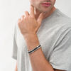 Thumbnail Image 2 of Men's 1/4 CT. T.W. Enhanced Blue Diamond Center Stripe Rectangle Link Bracelet in Two-Tone Stainless Steel - 8.5"