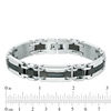 Thumbnail Image 3 of Men's 1/4 CT. T.W. Enhanced Blue Diamond Center Stripe Rectangle Link Bracelet in Two-Tone Stainless Steel - 8.5"