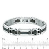 Thumbnail Image 4 of Men's 1/4 CT. T.W. Enhanced Blue Diamond Center Stripe Rectangle Link Bracelet in Two-Tone Stainless Steel - 8.5"