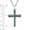 Thumbnail Image 3 of Men's 1/5 CT. T.W. Enhanced Blue Diamond Inlay Bevelled Satin-Finish Cross Pendant in Two-Tone Stainless Steel - 24"