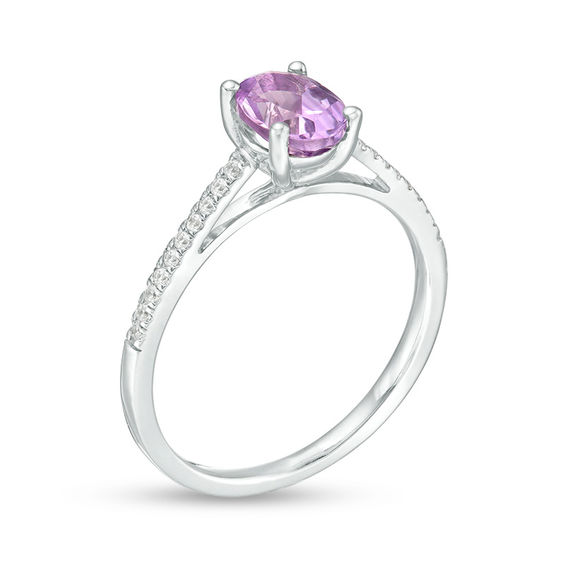 Oval Amethyst and 1/10 CT. T.w. Diamond Ring in Sterling Silver