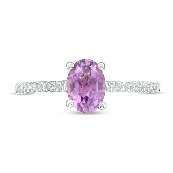 Oval Amethyst and 1/10 CT. T.w. Diamond Ring in Sterling Silver