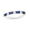 Thumbnail Image 0 of Baguette Lab-Created Blue Sapphire and 1/5 CT. T.W. Diamond Alternating Four Stone Ring in 10K White Gold